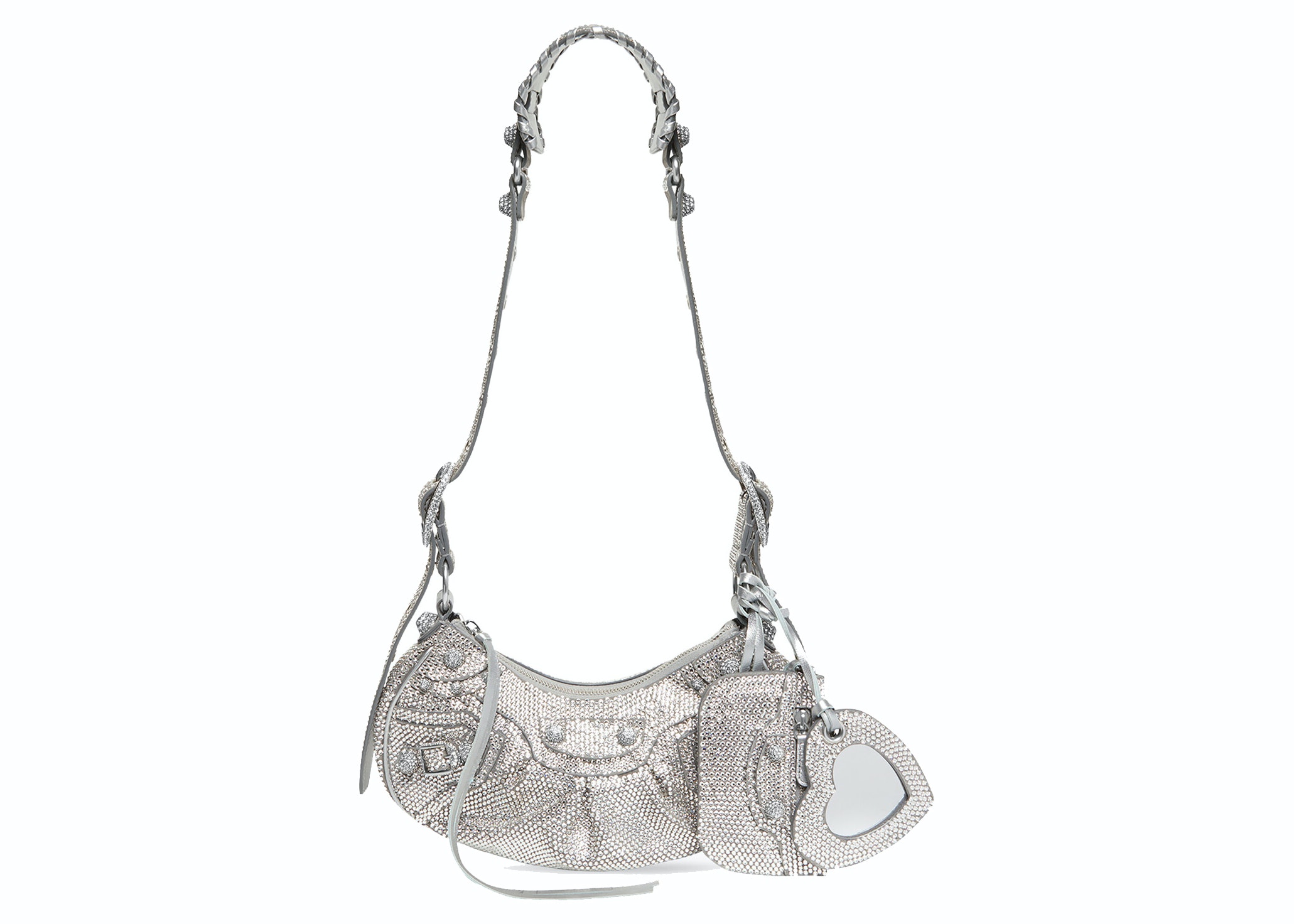 BALENCIAGA Le Cagole XS crystalembellished studded metallic  crinkledleather shoulder bag  NETAPORTER